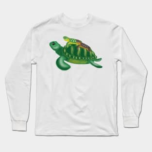 A big turtle with babies on his back Long Sleeve T-Shirt